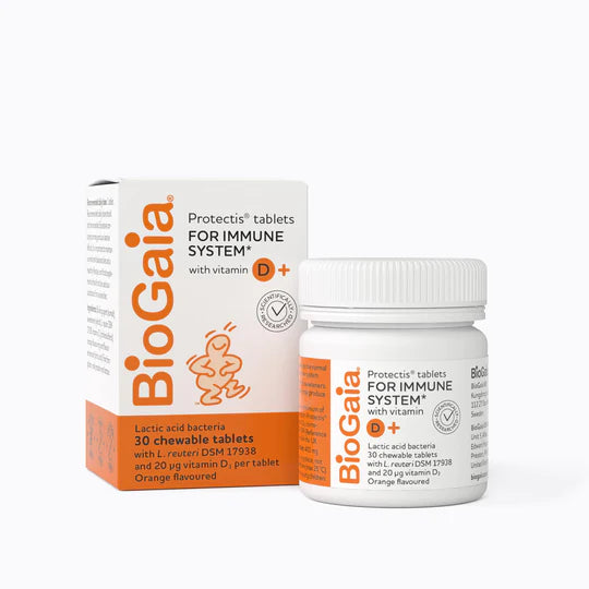 BIOGAIA Protectis Probiotic Tablets with Vitamin D3, Orange Flavoured, 30 Tablets
