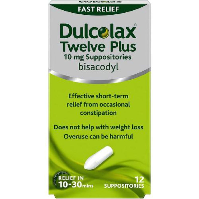 Dulcolax® Twelve Plus 10mg suppositories Pack of 12