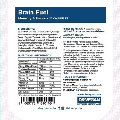 DR.VEGAN Brain Fuel for Memory & Focus - 30 Capsules