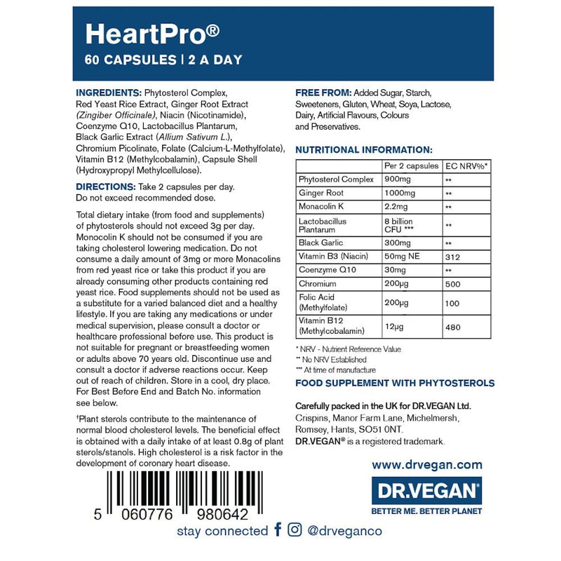 DR.VEGAN HeartPro For Heart Health & Cholesterol - 60 Capsules