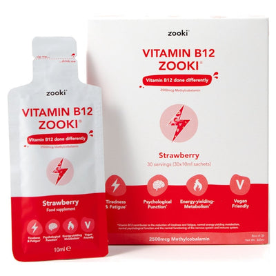 Zooki Vitamin B12 Liposomal B12 Methylcobalamin Strawberry 30 Sachets
