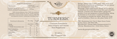 Sky Premium Life Turmeric 1400mg – Curcumin Formulation – 60 Tablets – Vegan Friendly