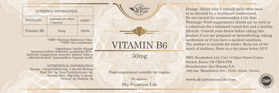 Sky Premium Life Vitamin B6 50mg – 60 Vegan Capsules