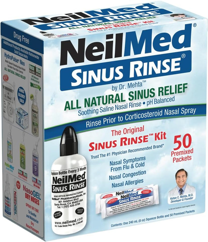 Neilmed Adult Nasal Irrigation Sinus Rinse Kit 60 Premixed Sachets