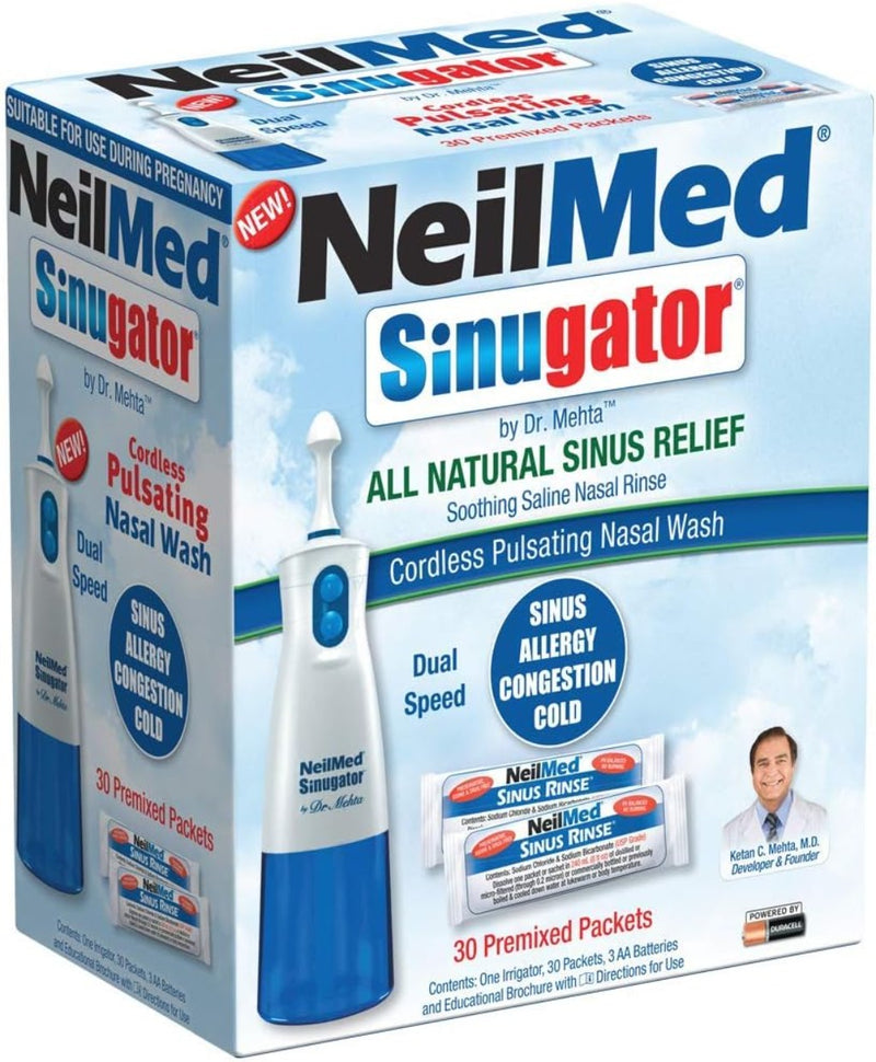 NeilMed Sinugator Cordless Pulsating Nasal Wash 30 Sachets