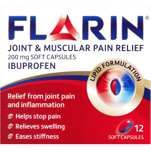 Flarin Joint & Muscular Pain Relief Ibuprofen Soft Capsules 12 Capsules