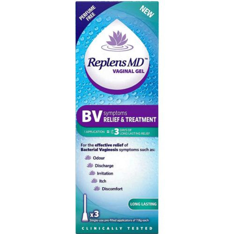 Replens MD BV symptoms RELIEF & TREATMENT Vaginal Gel 3 Pre-Filled Applicators