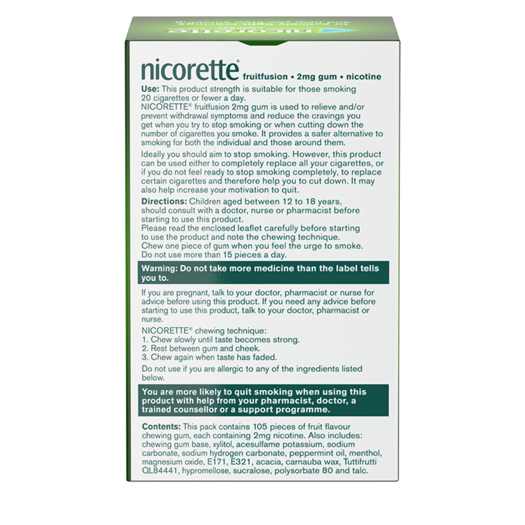 Nicorette Chewing gum 2mg FruitFusion 105s