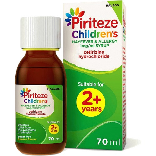 Piriteze Allergy & Hayfever Syrup Sugar Free Banana Flavour 70ML