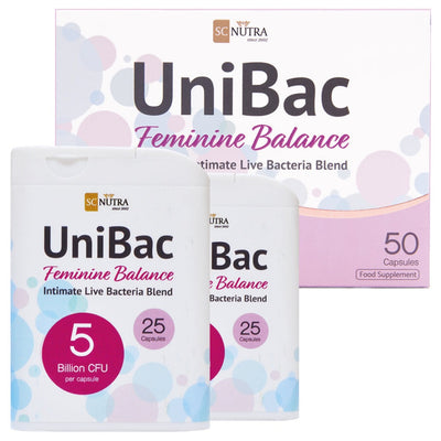 UniBac Feminine Balance Live Unified Bacteria / Probiotics For Women 50 Capsules