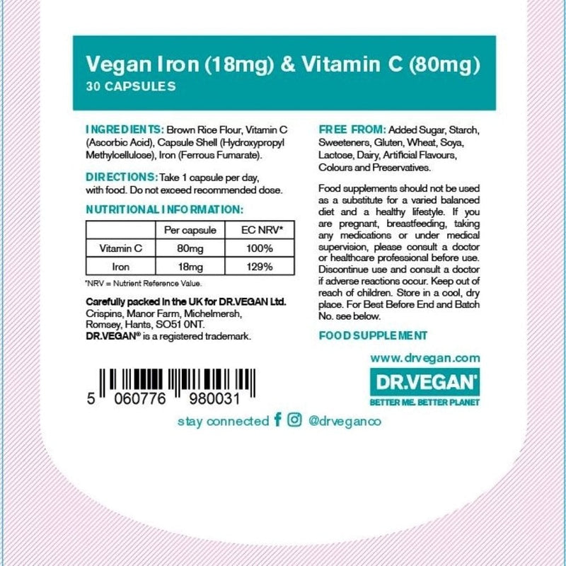 DR.VEGAN Gentle Iron + Vitamin C - 30 Capsules