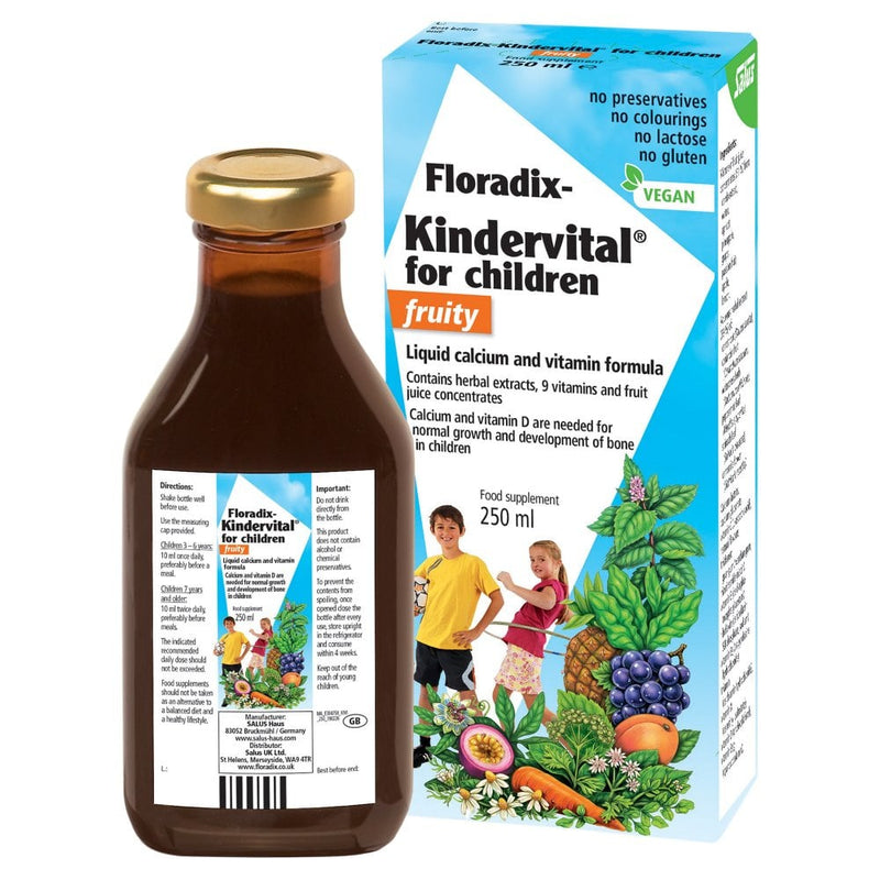 Floradix Kindervital for Children Fruity Liquid Calcium and Vitamin Formula 250ml