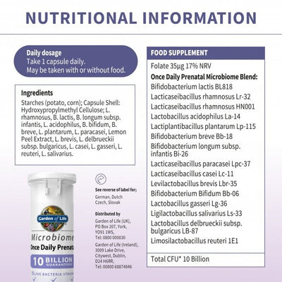 Garden of Life Microbiome Once Daily Prenatal 30 Capsules