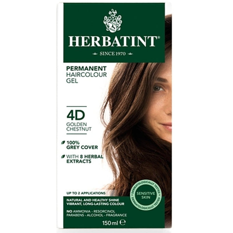 Herbatint Permanent Herbal Hair Colour 4D GOLDEN CHESTNUT 150ml