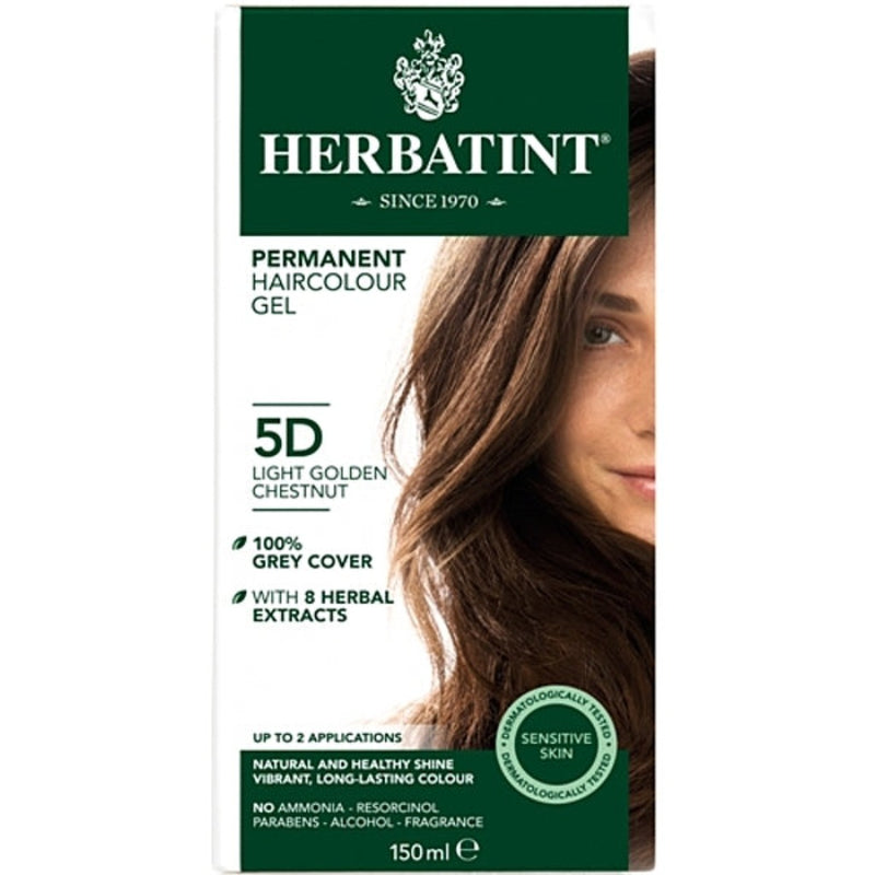 Herbatint Permanent Herbal Hair Colour 5D LIGHT GOLDEN CHESTNUT 150ml