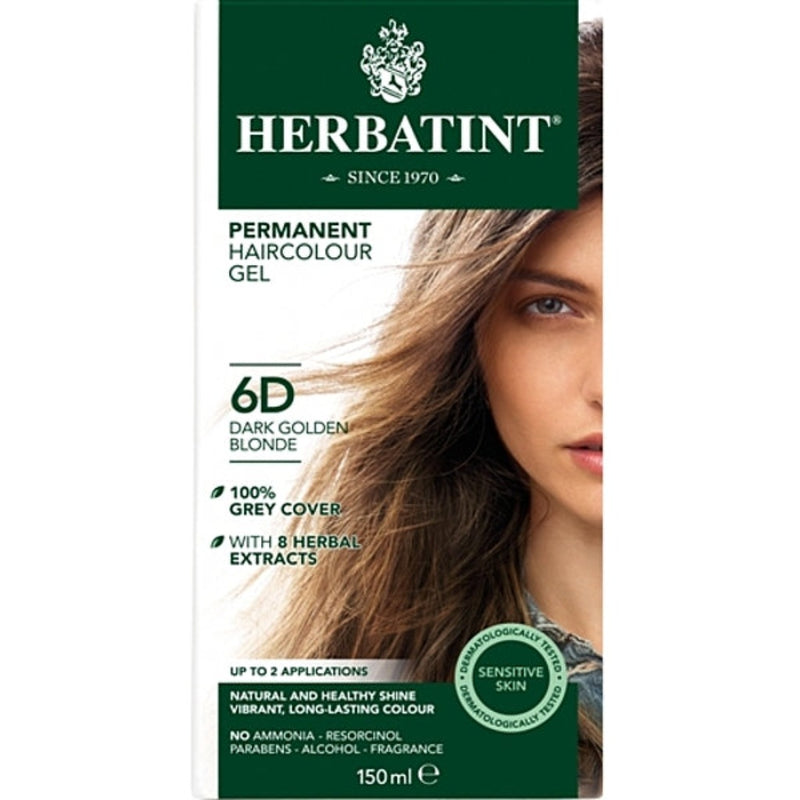 Herbatint Permanent Herbal Hair Colour 6D DARK GOLDEN BLONDE 150ml