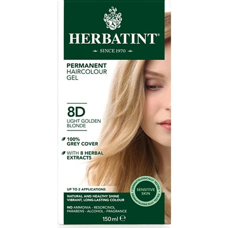 Herbatint Permanent Herbal Hair Colour 8D LIGHT GOLDEN BLONDE 150ml