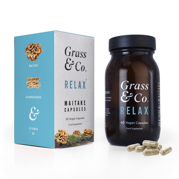 Grass & Co. RELAX Maitake Mushrooms with Ashwagandha + Magnesium 60 Vegan Capsules