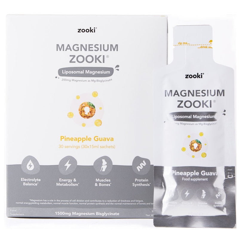 Zooki Magnesium Liposomal Magnesium Bisglycinate Pineapple Guava 30 Sachets